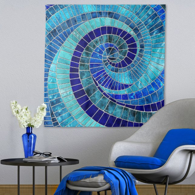 Ocean Wave Spiral mosaic art Tapestry (Creator Uploaded)