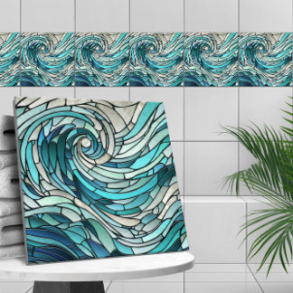 Ocean Wave Spiral Mosaic Ceramic Tile