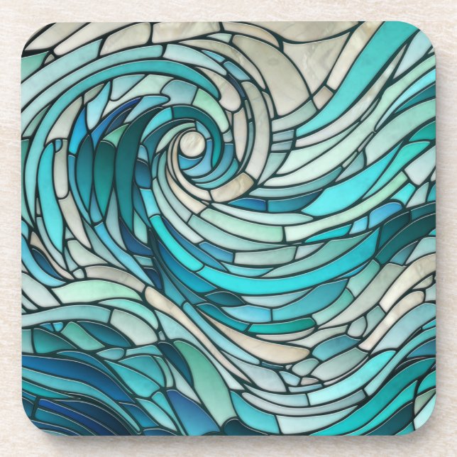 Ocean Wave Spiral Mosaic  Coaster (Front)