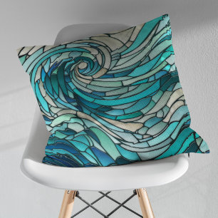 Ocean Wave Spiral Mosaic  Cushion