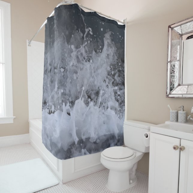 Ocean Wave Splash Closeup 2 Shower Curtain (In Situ)