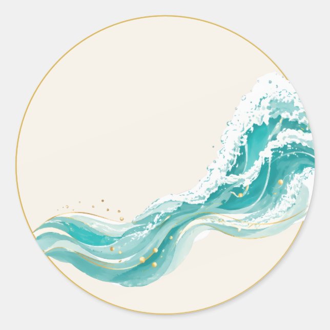 Ocean Wave Summer Party Sticker (Front)
