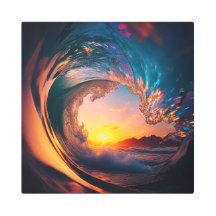 Ocean Wave Sunset from Inside