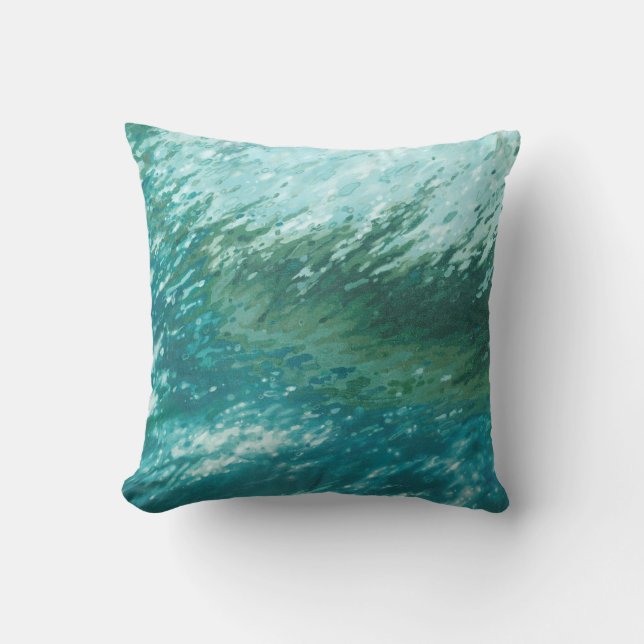 Ocean Wave Surf Beach Coastal Pillow by Juul (Front)