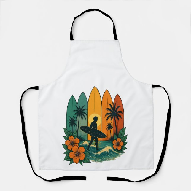 Ocean Wave Surfing Tee  Apron (Front)