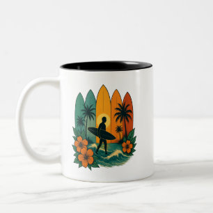 Ocean Wave Surfing Tee Two-Tone Coffee Mug