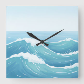 Ocean Wave Wall Clock – Blue & White Coastal Desig