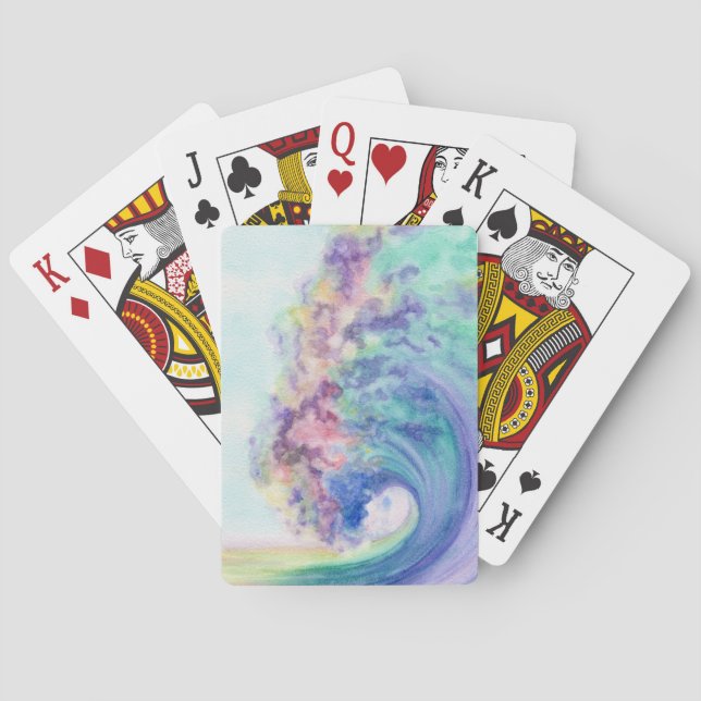Ocean Wave Watercolor Playing Cards (Back)