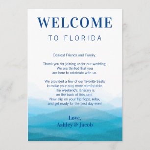 Ocean Wave Wedding Welcome Letter & Itinerary Card