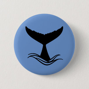 Ocean Wave Whale Tail Silhouette 6 Cm Round Badge