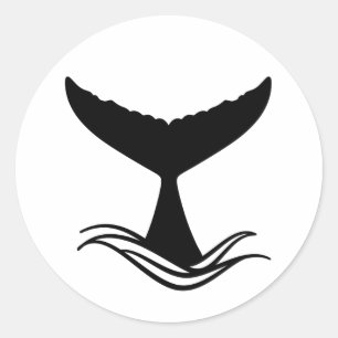 Ocean Wave Whale Tail Silhouette Classic Round Sticker