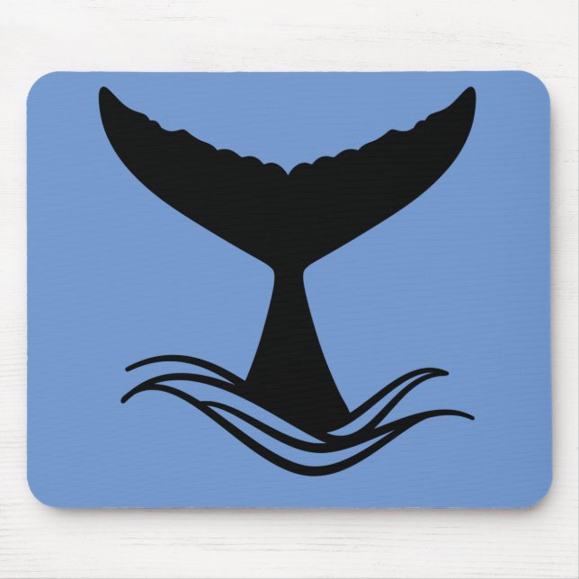 Ocean Wave Whale Tail Silhouette Mouse Pad (Front)