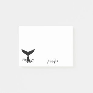 Ocean Wave Whale Tail Silhouette Post-it Notes