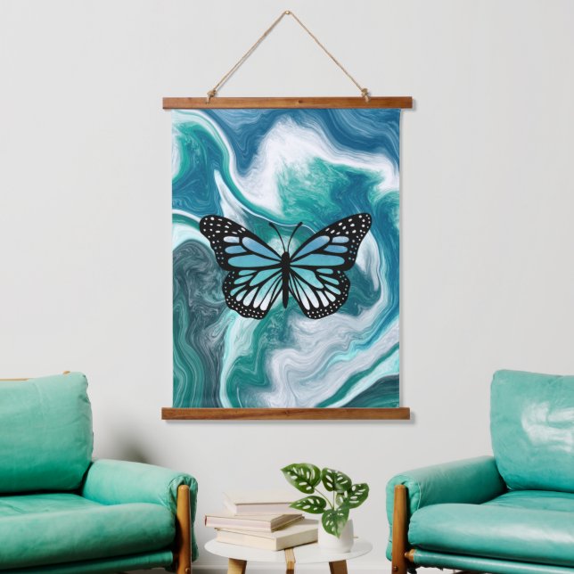 Ocean Waves Abstract Butterfly Art Hanging Tapestry (Living Room)