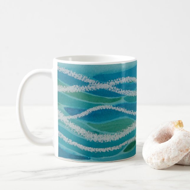 Ocean Waves Abstract Mug (With Donut)