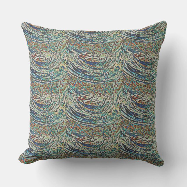 OCEAN WAVES ABSTRACT SEAFOAM CUSHION (Front)