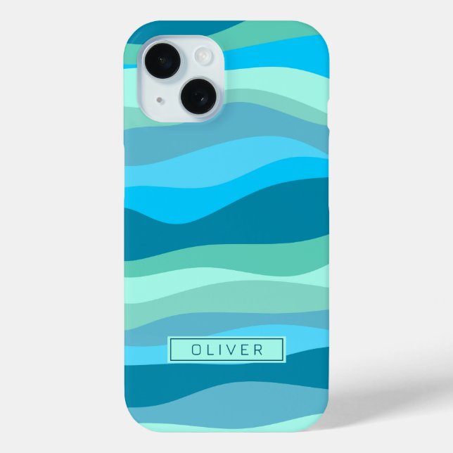 Ocean waves abstract water aqua blue cyan Case-Mate iPhone case (Back)