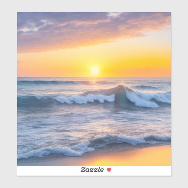 Ocean Waves and Beach Shore at Sunset (Sheet)