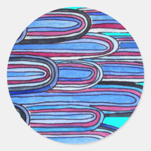 Ocean Waves aqua blue pattern Classic Round Sticker