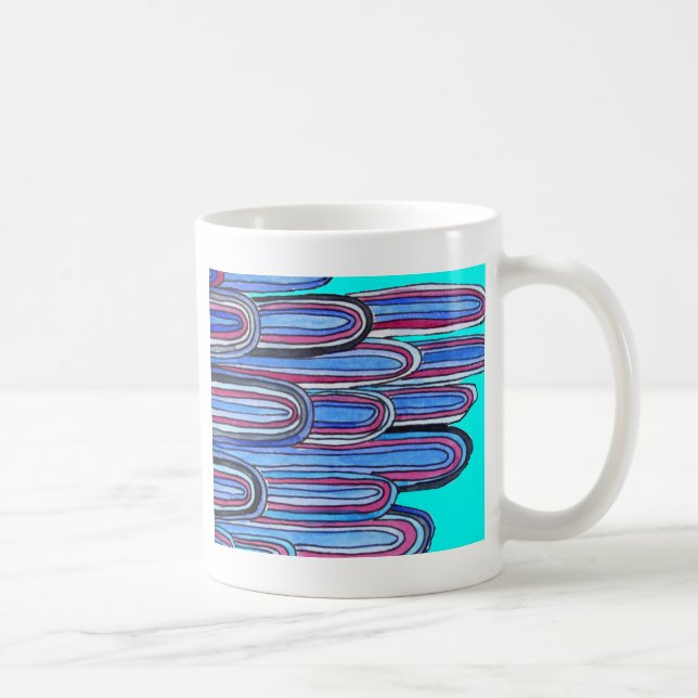 Ocean Waves aqua blue pattern Coffee Mug (Right)