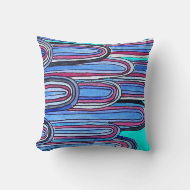 Ocean Waves aqua blue pattern Cushion (Front)
