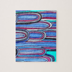 Ocean Waves aqua blue pattern Jigsaw Puzzle