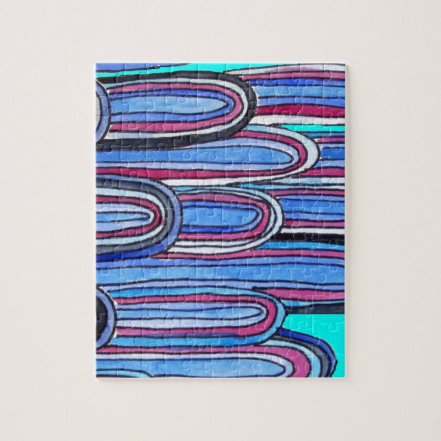 Ocean Waves aqua blue pattern Jigsaw Puzzle (Vertical)