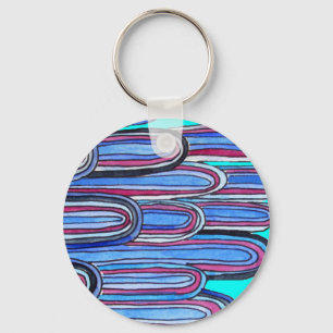 Ocean Waves aqua blue pattern Key Ring