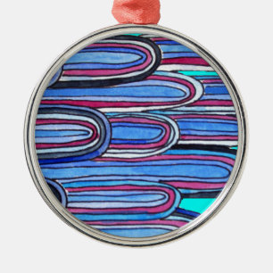 Ocean Waves aqua blue pattern Metal Ornament