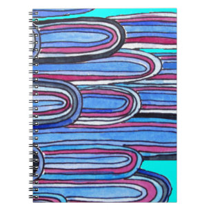 Ocean Waves aqua blue pattern Notebook