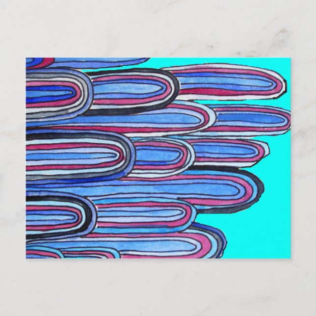 Ocean Waves aqua blue pattern Postcard (Front)