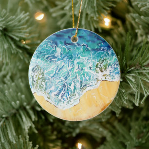 Ocean Waves at the Beach Ceramic Ornament