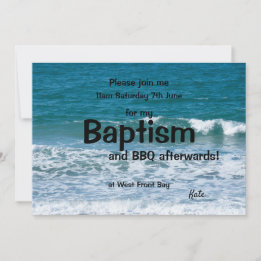Ocean waves Baptism invitation