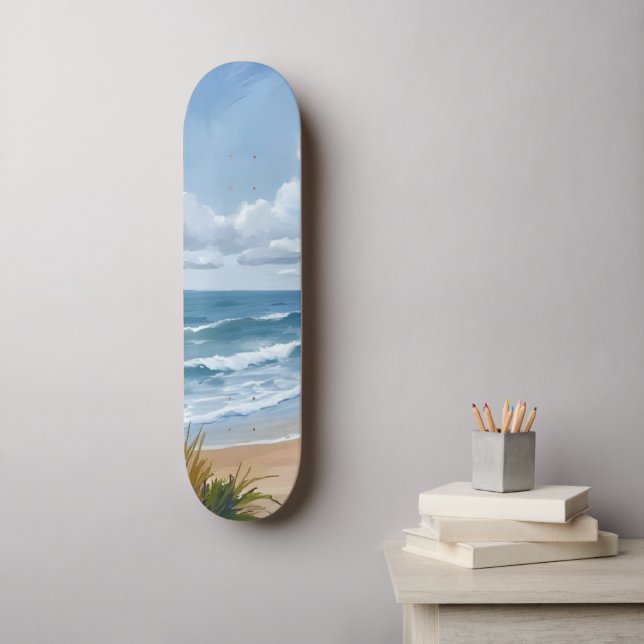 Ocean Waves | Beach Coastal Painted Skateboard (Wall Art)