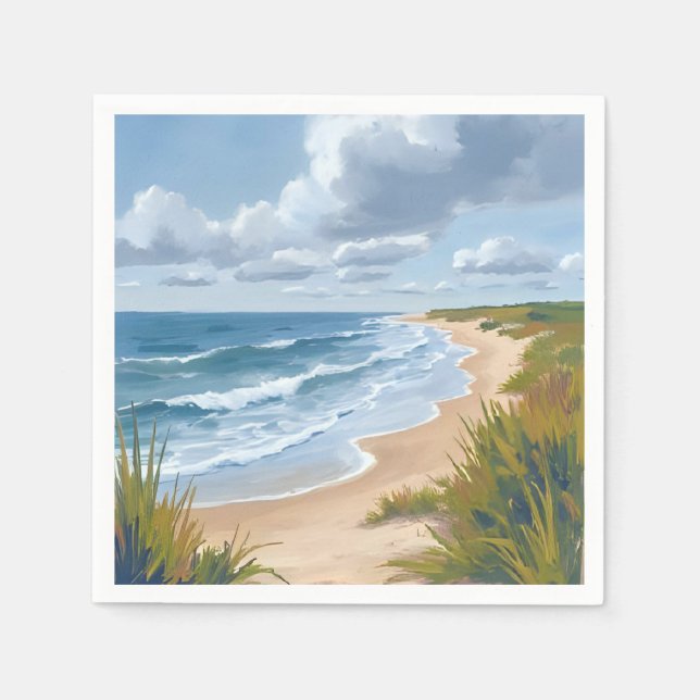 Ocean Waves | Beach Coastal Painting Napkin (Front)