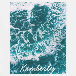 Ocean Waves Beach Tropical Name Gift For Her Fleece Blanket