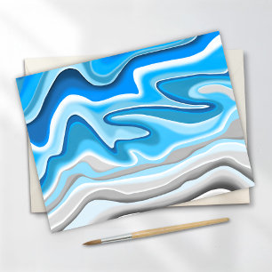 Ocean Waves Blue Abstract Painting Postcard
