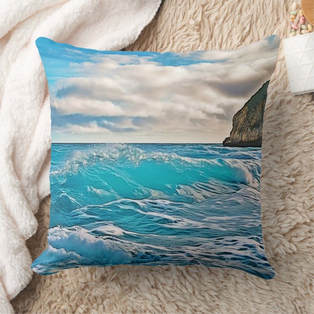 Ocean Waves: Blue Horizon Cushion (Blanket)