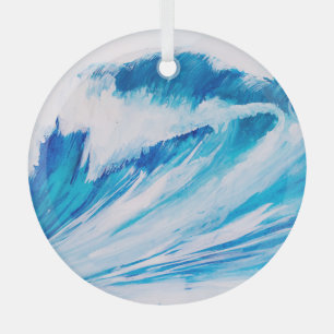 Ocean Waves: Blumarine Watercolor Beauty. Glass Tree Decoration