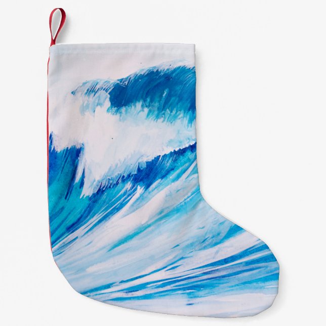 Ocean Waves: Blumarine Watercolor Beauty. Small Christmas Stocking (Front)