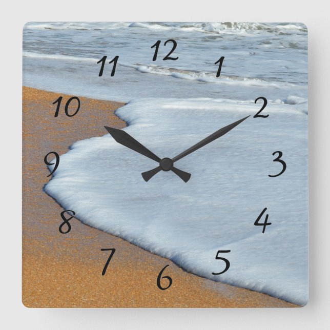 Ocean waves breaking on surf square wall clock (Front)