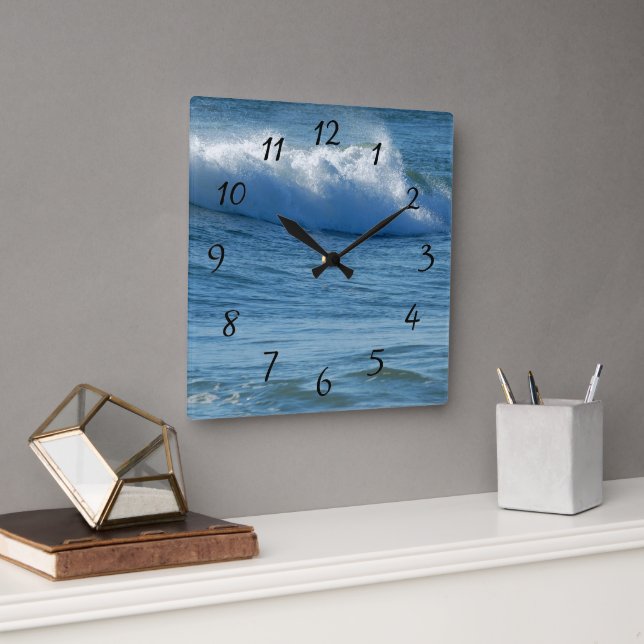 Ocean waves breaking  square wall clock (Office)