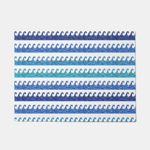 Ocean Waves Bright Blue Surfer Beach Surfing Doormat