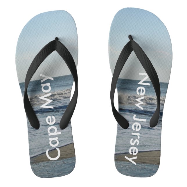 Ocean Waves Cape May New Jersey Thongs (Footbed)