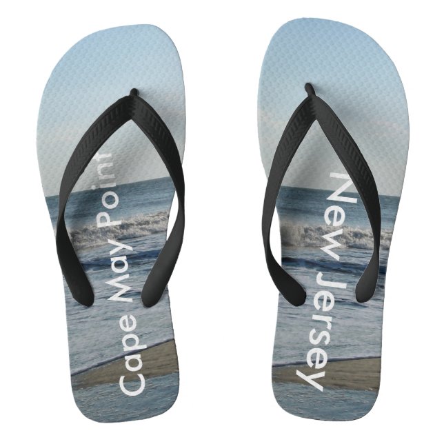 Ocean Waves Cape May Point New Jersey Thongs (Footbed)
