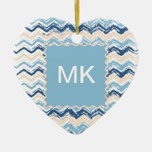 Ocean Waves Chevron Ceramic Tree Decoration