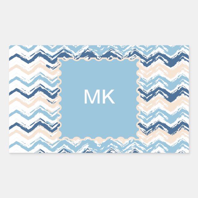 Ocean Waves Chevron Rectangular Sticker (Front)