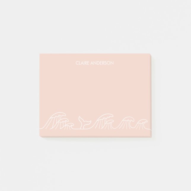 Ocean waves coastal girls personalised post-it notes (Front)