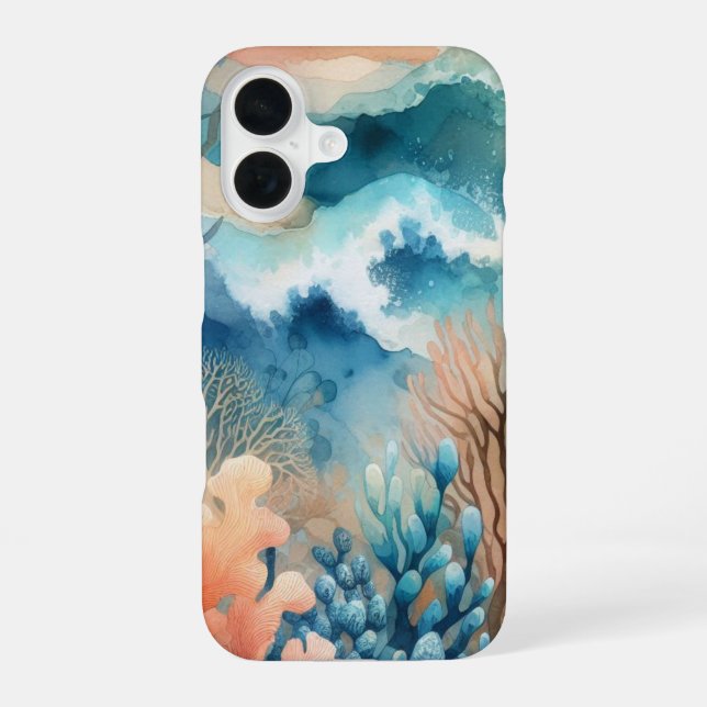 Ocean Waves Coral Sealife  iPhone 16 Case (Back)