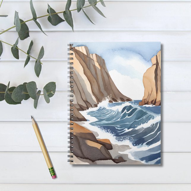 Ocean Waves Crashing | Coastal Beach Watercolor Notebook (Creator Uploaded)